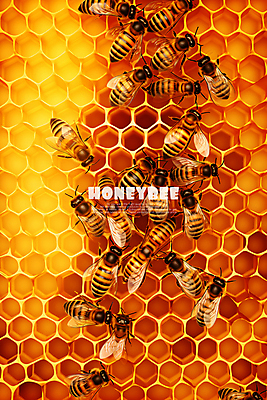 PSD 편집이미지 백그라운드 타이포그라피 사람없음 노란색 꿀벌 벌집 벌꿀 양봉 이미지편집 문자 컬러 벌_곤충 꿀 파일형식