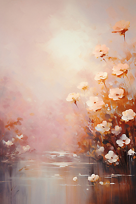 JPG 꽃 분홍색 일러스트 풍경 사람없음 물 연못 빈티지 유화 카피스페이스 국내일러스트 AI일러스트 AI콘텐츠 자연요소 식물 컬러 컨셉 미술 공백 파일형식