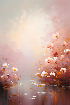 JPG 꽃 분홍색 일러스트 풍경 사람없음 물 연못 빈티지 유화 카피스페이스 국내일러스트 AI일러스트 AI콘텐츠 자연요소 식물 컬러 컨셉 미술 공백 파일형식