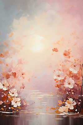 JPG 꽃 분홍색 일러스트 풍경 사람없음 물 연못 빈티지 유화 카피스페이스 국내일러스트 AI일러스트 AI콘텐츠 자연요소 식물 컬러 컨셉 미술 공백 파일형식