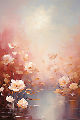 JPG 꽃 분홍색 일러스트 풍경 사람없음 물 연못 빈티지 유화 카피스페이스 국내일러스트 AI일러스트 AI콘텐츠 자연요소 식물 컬러 컨셉 미술 공백 파일형식