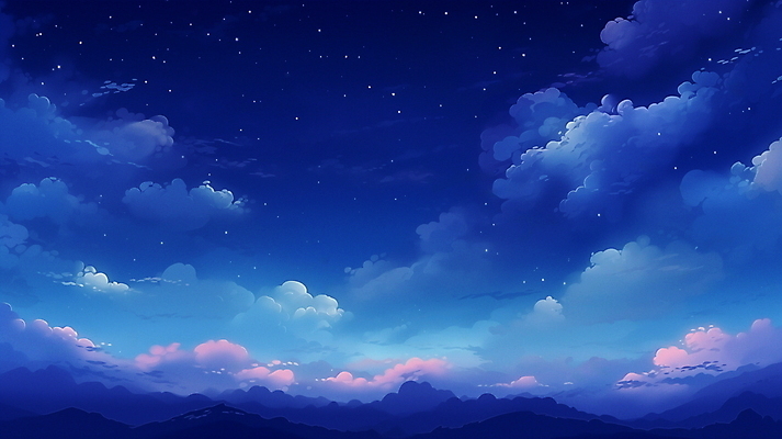 JPG 구름 배너 백그라운드 야경 일러스트 자연 밤하늘 사람없음 새벽 남색 감성 국내일러스트 AI일러스트 AI콘텐츠 자연요소 컬러 컨셉 하늘 야간 생태계 파일형식 풍경_경치