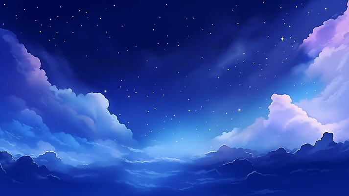 JPG 구름 배너 백그라운드 야경 일러스트 자연 밤하늘 사람없음 새벽 남색 감성 국내일러스트 AI일러스트 AI콘텐츠 자연요소 컬러 컨셉 하늘 야간 생태계 파일형식 풍경_경치