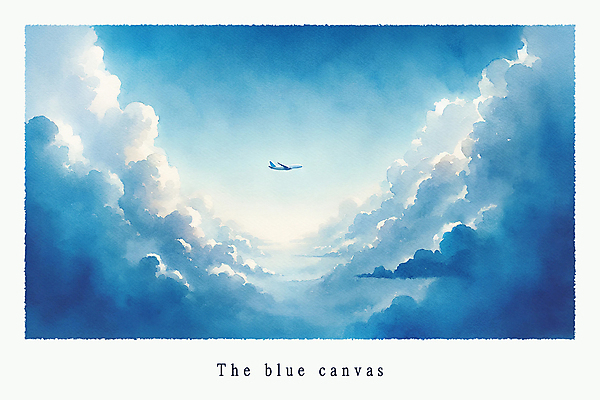 PSD 구름 편집이미지 여행 하늘 수채화 비행기 사람없음 파란색 고요 자유 비행 이미지편집 자연요소 컬러 컨셉 항공교통 대중교통 파일형식