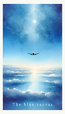 PSD 구름 편집이미지 여행 하늘 수채화 비행기 사람없음 파란색 고요 자유 비행 이미지편집 자연요소 컬러 컨셉 항공교통 대중교통 파일형식