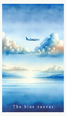 PSD 구름 편집이미지 여행 하늘 수채화 비행기 사람없음 파란색 고요 자유 비행 이미지편집 자연요소 컬러 컨셉 항공교통 대중교통 파일형식