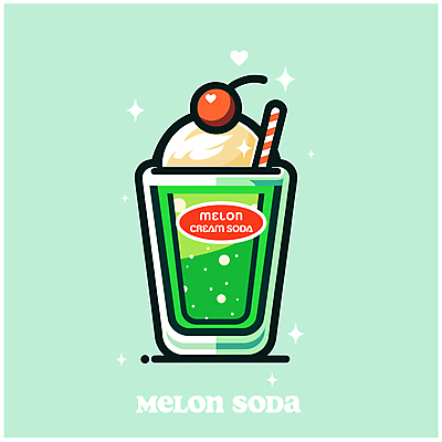 일러스트 아이스크림 빨대 사람없음 초록색 반짝임 체리 달콤 크림 메론소다 민트색 소다 에이드 탄산 국내일러스트 AI파일 음료 컬러 과일 모션 디저트 맛 파일형식 벡터