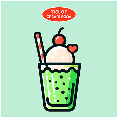 일러스트 아이스크림 빨대 사람없음 초록색 반짝임 하트 체리 달콤 크림 메론소다 민트색 소다 에이드 탄산 국내일러스트 AI파일 모양 음료 컬러 과일 모션 디저트 맛 파일형식 벡터