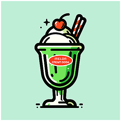 일러스트 아이스크림 빨대 사람없음 초록색 반짝임 체리 달콤 크림 메론소다 민트색 소다 에이드 탄산 국내일러스트 AI파일 음료 컬러 과일 모션 디저트 맛 파일형식 벡터