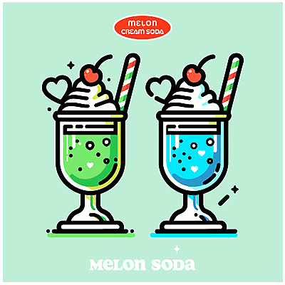 일러스트 빨대 사람없음 초록색 하트 체리 달콤 크림 메론소다 민트색 소다 에이드 탄산 크림소다 국내일러스트 AI파일 모양 음료 컬러 과일 맛 파일형식 벡터