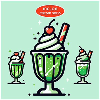 일러스트 빨대 사람없음 초록색 반짝임 체리 달콤 크림 메론소다 민트색 소다 에이드 탄산 국내일러스트 AI파일 음료 컬러 과일 모션 맛 파일형식 벡터
