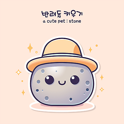 캐릭터 모자 분홍색 여행 일러스트 미소 사람없음 반짝임 귀여움 돌_바위 아기자기 일러캐릭터 반려돌 AI파일 잡화 컬러 컨셉 모션 표정 파일형식 벡터