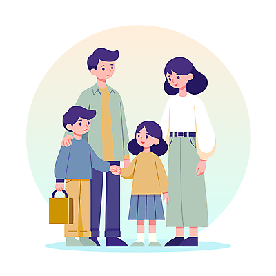 전신 캐릭터 부부 여자 남자 딸 아들 어린이 가방 일러스트 가정 엄마 사람 소녀 소년 여러명 성인 손잡기 아빠 가정의달 어깨에손 국내일러스트 일러캐릭터 AI파일 커플 잡화 다수 가족 모션 5월 파일형식 벡터