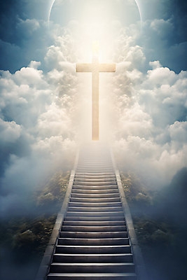 JPG 구름 편집이미지 길 십자가 하늘 사람없음 빛 계단 희망 안개 신비 천국 이미지편집 편집실사 AI컴퓨터그래픽 AI콘텐츠 자연요소 감정 컨셉 날씨 CG 파일형식