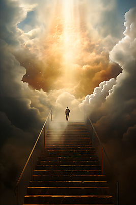 JPG 전신 구름 편집이미지 남자 길 난간 하늘 한명 사람 성인 빛 계단 어둠 희망 신비 천국 성인남자한명만 이미지편집 편집실사 AI컴퓨터그래픽 AI콘텐츠 자연요소 1 감정 컨셉 CG 남자한명만 성인남자만 파일형식