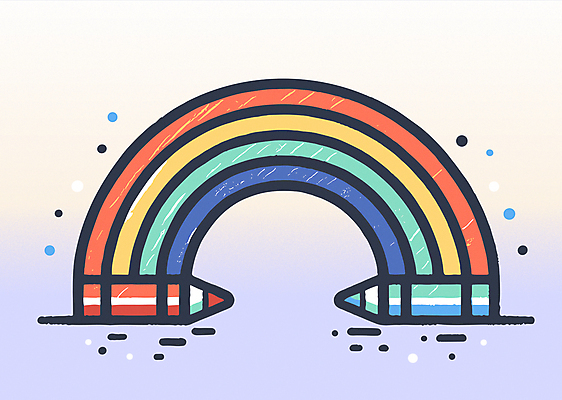 교육 어린이 무지개 일러스트 미술 사람없음 거친 오브젝트 질감 크레파스 국내일러스트 AI파일 자연요소 문화예술 학용품 사람 파일형식 벡터