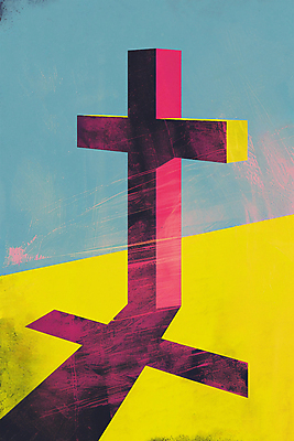 PSD 기독교 십자가 일러스트 붓터치 그림자 사람없음 교회 거친 자주색 질감 성화 유화 국내일러스트 종교 컬러 종교건축 미술 건물 파일형식