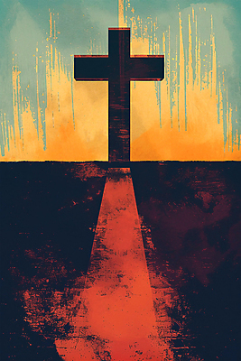 PSD 기독교 십자가 일러스트 붓터치 그림자 사람없음 교회 주황색 거친 질감 성화 유화 국내일러스트 종교 컬러 종교건축 미술 건물 파일형식