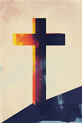 PSD 기독교 십자가 일러스트 붓터치 그림자 사람없음 교회 거친 남색 질감 성화 유화 국내일러스트 종교 컬러 종교건축 미술 건물 파일형식