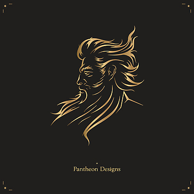 디자인 남자 일러스트 수염 한명 성인 검은색 금색 신 심볼 신화 그리스로마신화 프로필 성인남자한명만 국내일러스트 AI파일 1 종교 컬러 사람 남자한명만 성인남자만 파일형식 벡터