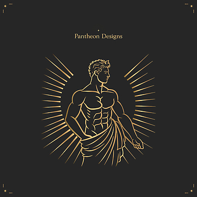디자인 남자 일러스트 근육 한명 성인 빛 검은색 힘 금색 원형 심볼 신화 영웅 그리스로마신화 프로필 성인남자한명만 국내일러스트 AI파일 도형 1 컬러 사람 남자한명만 성인남자만 파일형식 벡터