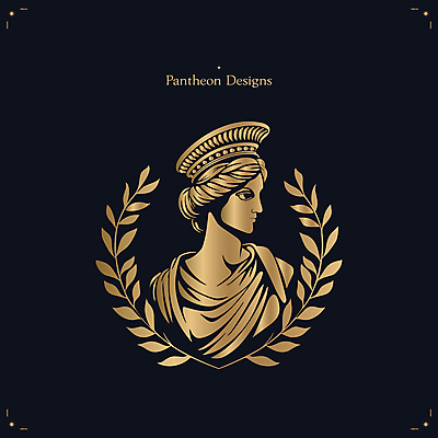 디자인 여자 일러스트 한명 성인 검은색 금색 심볼 그리스 신화 그리스로마신화 아테나 여신 월계수 성인여자한명만 국내일러스트 AI파일 1 유럽 컬러 사람 신_종교 여자한명만 성인여자만 파일형식 벡터
