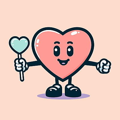 일러스트 화이트데이 팔벌리기 막대사탕 사랑 미소 사람없음 하트 하트캐릭터 일러캐릭터 AI파일 모양 캐릭터 감정 모션 데이이벤트 표정 사탕 파일형식 벡터