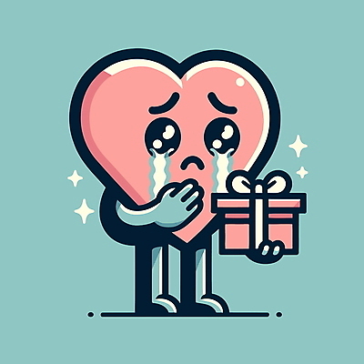 일러스트 선물 들기 사람없음 선물상자 빛 반짝임 하트 눈물 감동 하트캐릭터 일러캐릭터 AI파일 모양 캐릭터 감정 모션 상자 파일형식 벡터