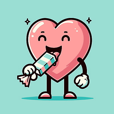 일러스트 화이트데이 미소 웃음 사람없음 반짝임 초콜릿 하트 먹기 즐거움 하트캐릭터 일러캐릭터 AI파일 모양 캐릭터 감정 모션 데이이벤트 디저트 표정 파일형식 벡터