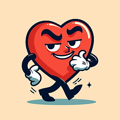 일러스트 미소 사람없음 반짝임 걷기 하트 자신감 멋 하트캐릭터 일러캐릭터 AI파일 모양 캐릭터 감정 모션 표정 파일형식 벡터