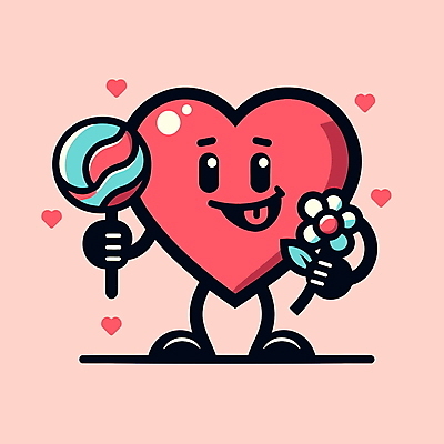 꽃 일러스트 화이트데이 막대사탕 선물 들기 사람없음 기쁨 하트 하트캐릭터 일러캐릭터 AI파일 모양 식물 캐릭터 감정 모션 데이이벤트 사탕 파일형식 벡터