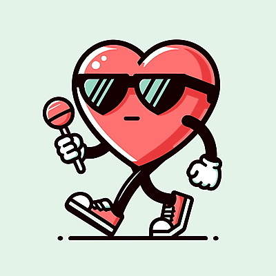 일러스트 화이트데이 무표정 막대사탕 들기 사람없음 선글라스 걷기 하트 멋 하트캐릭터 일러캐릭터 AI파일 모양 캐릭터 감정 안경 모션 데이이벤트 표정 사탕 파일형식 벡터