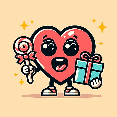 행복 일러스트 화이트데이 막대사탕 선물 들기 사람없음 선물상자 반짝임 놀람 하트 하트캐릭터 일러캐릭터 AI파일 모양 캐릭터 감정 모션 데이이벤트 표정 사탕 상자 파일형식 벡터