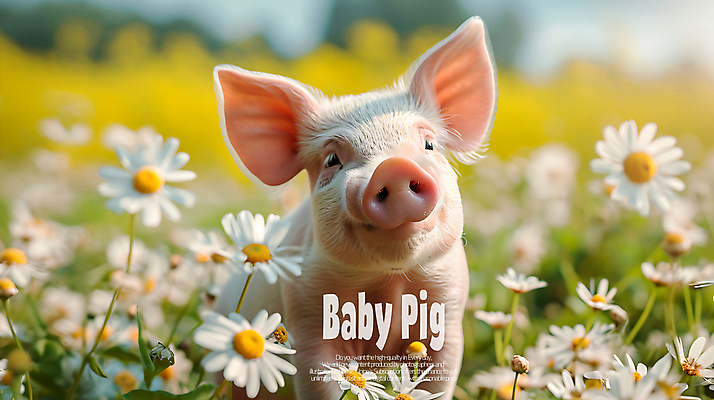 PSD 동물 편집이미지 한마리 꽃밭 사람없음 돼지 아기돼지 카피스페이스 이미지편집 1 꽃 새끼 포유류 공백 파일형식