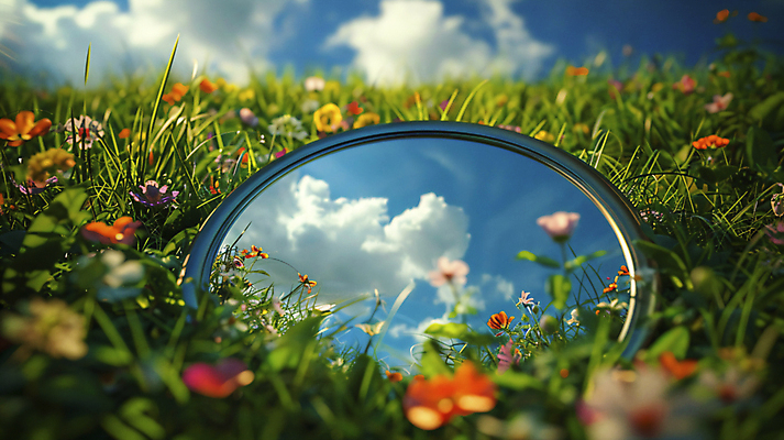 JPG 구름 편집이미지 계절 꽃 자연 하늘 풍경 사람없음 반사 거울 풀 숲 디지털합성 편집실사 AI포토 AI콘텐츠 자연요소 식물 CG 생태계 파일형식