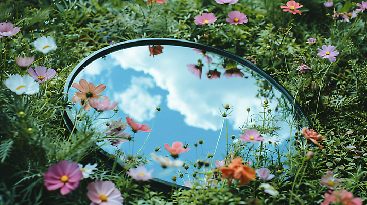 JPG 구름 편집이미지 계절 꽃 자연 하늘 풍경 사람없음 반사 거울 풀 숲 디지털합성 편집실사 AI포토 AI콘텐츠 자연요소 식물 CG 생태계 파일형식