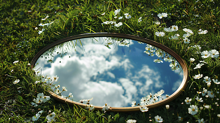 JPG 구름 편집이미지 계절 꽃 자연 하늘 풍경 사람없음 반사 거울 풀 숲 디지털합성 편집실사 AI포토 AI콘텐츠 자연요소 식물 CG 생태계 파일형식