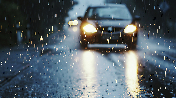 JPG 편집이미지 도로 자동차 사람없음 드라이브 운전 비 전조등 디지털합성 장마 편집실사 AI포토 AI콘텐츠 자연요소 길 육상교통 교통시설 모션 날씨 조명 비_날씨 CG 파일형식