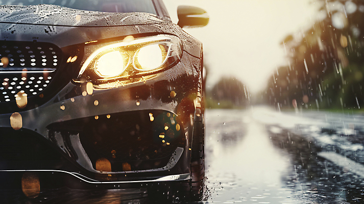 JPG 편집이미지 도로 자동차 사람없음 드라이브 운전 비 전조등 디지털합성 장마 편집실사 AI포토 AI콘텐츠 자연요소 길 육상교통 교통시설 모션 날씨 조명 비_날씨 CG 파일형식