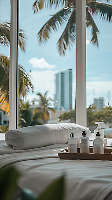 JPG 편집이미지 라이프스타일 여행 호텔 휴식 사람없음 여름휴가 수건 스파 침대 디지털합성 힐링 스파용품 호캉스 편집실사 AI포토 AI콘텐츠 가구 컨셉 숙소 휴가 생활 바캉스 위생용품 CG 오브젝트 파일형식 여름_계절