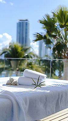 JPG 편집이미지 라이프스타일 여행 호텔 휴식 풍경 사람없음 여름휴가 수건 스파 침대 디지털합성 힐링 호캉스 편집실사 AI포토 AI콘텐츠 가구 컨셉 숙소 휴가 생활 바캉스 위생용품 CG 파일형식 여름_계절