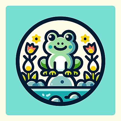 한마리 꽃 일러스트 개구리 사람없음 초록색 귀여움 연못 국내일러스트 AI파일 식물 1 컬러 컨셉 양서류 파일형식 벡터
