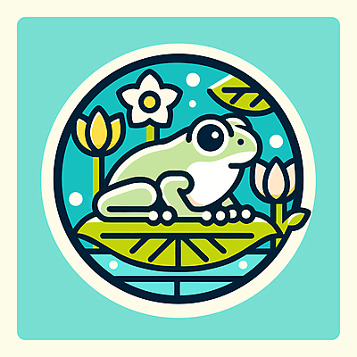 한마리 꽃 일러스트 개구리 사람없음 초록색 귀여움 연못 연잎 국내일러스트 AI파일 식물 1 컬러 컨셉 잎 양서류 파일형식 벡터