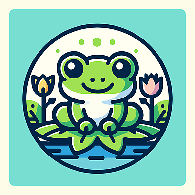 한마리 꽃 일러스트 개구리 사람없음 초록색 귀여움 연못 연잎 국내일러스트 AI파일 식물 1 컬러 컨셉 잎 양서류 파일형식 벡터