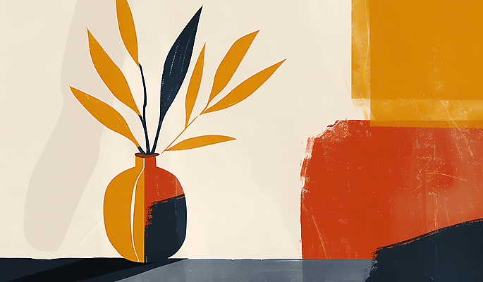 JPG 화분 백그라운드 잎 일러스트 사람없음 그래픽 심플 미니멀 국내일러스트 AI일러스트 AI콘텐츠 식물 파일형식