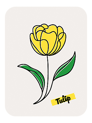 꽃 라인일러스트 일러스트 봄꽃 사람없음 노란색 튤립 국내일러스트 AI파일 식물 컬러 봄 파일형식 벡터