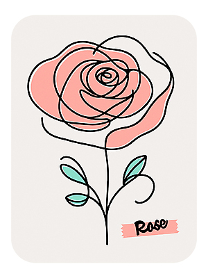 꽃 분홍색 라인일러스트 일러스트 봄꽃 사람없음 장미 국내일러스트 AI파일 식물 컬러 봄 파일형식 벡터