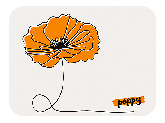 꽃 라인일러스트 일러스트 여름꽃 사람없음 주황색 양귀비 국내일러스트 AI파일 식물 컬러 파일형식 벡터 여름_계절