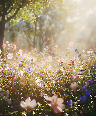 JPG 편집이미지 꽃 꽃밭 자연 휴식 풍경 사람없음 햇빛 정원 봄 편집실사 AI포토 AI콘텐츠 식물 계절 컨셉 태양 CG 생태계 파일형식