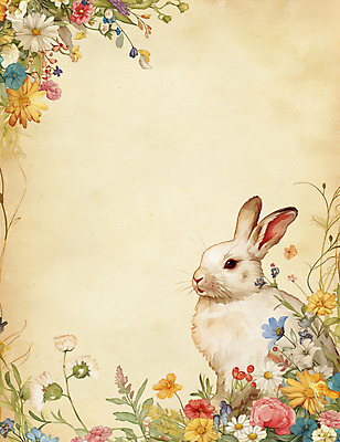 JPG 한마리 꽃 일러스트 사람없음 갈색 봄 토끼 그림 카피스페이스 국내일러스트 AI일러스트 AI콘텐츠 식물 1 계절 컬러 포유류 반려동물 공백 파일형식